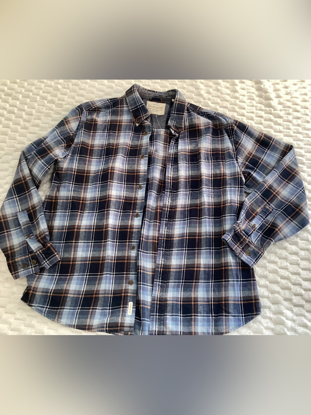 Weatherproof Men's Plaid Button-Down Shirt - Navy, Light Blue & Brown size XL